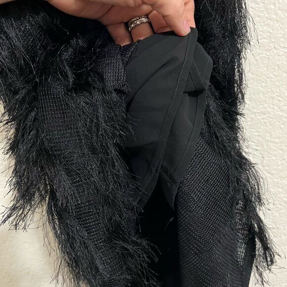 Free Generation Los Angeles Black Shaggy Fringe Dress Sleeveless Size S New - Picture 10 of 15